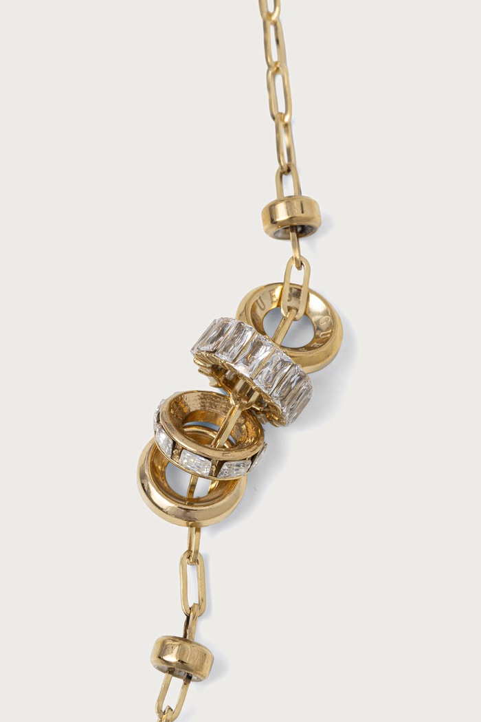 Guess Naszyjnik damski z cyrkonią LES BAGUETTES JUBN06.326JW złoty AW26