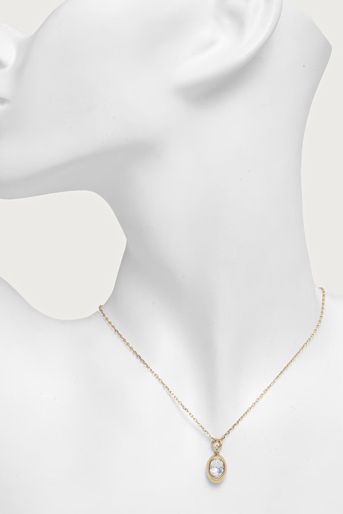 Naszyjnik z zawieszką damski ze stali nierdzewnej DIVINE Guess JUBN06.314JW złoty