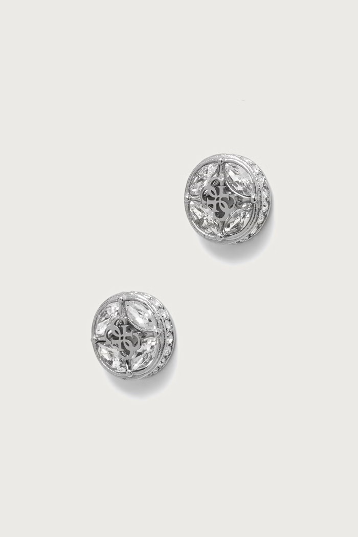 Guess Kolczyki damskie ze stali nierdzewnej 4G SUPREME srebrny JUBE06.395JW