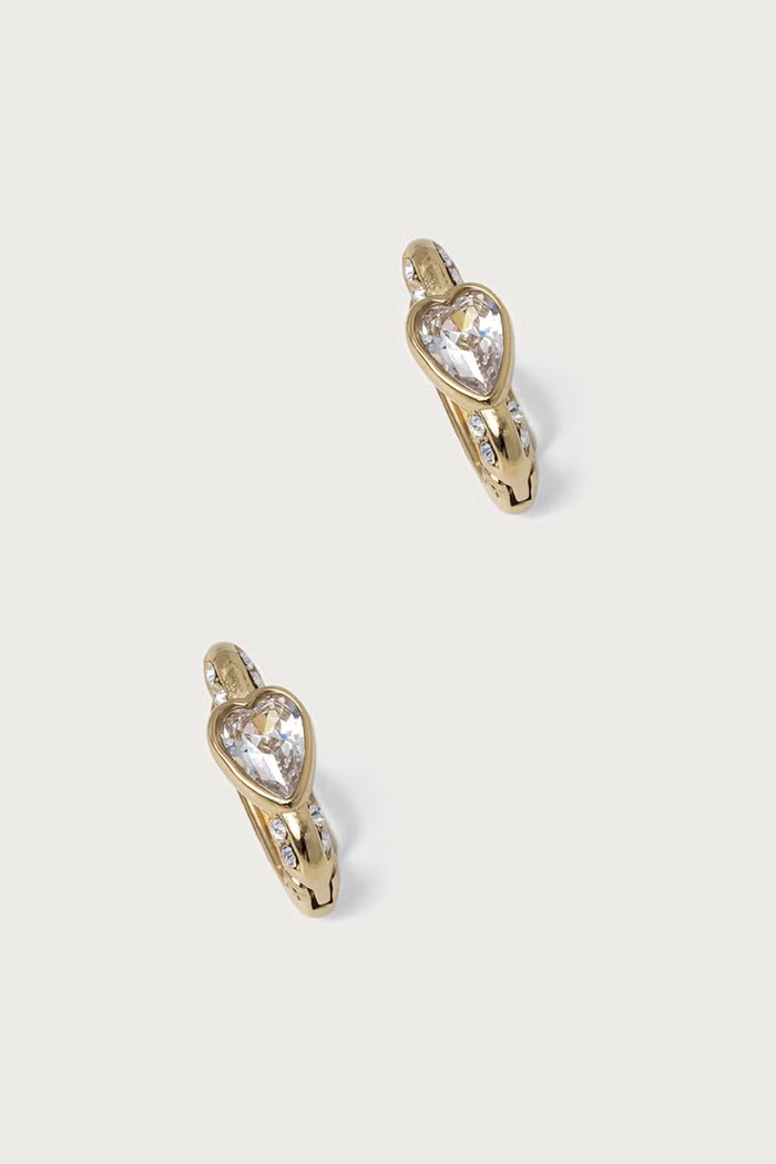 Guess Kolczyki damskie ze stali nierdzewnej z cyrkonią CRYSTAL LOVE złoty JUBE06.365JW