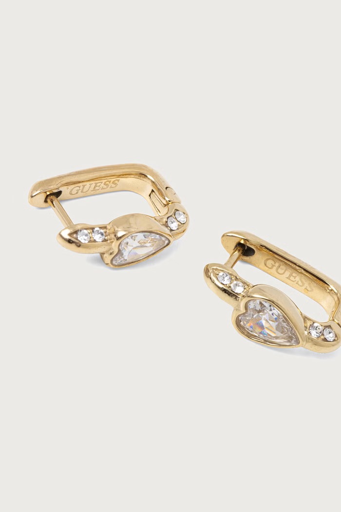 Guess Kolczyki damskie ze stali nierdzewnej z cyrkonią CRYSTAL LOVE JUBE06.365JW złoty AW26