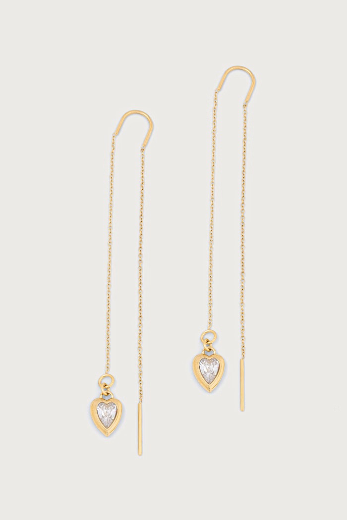 Guess Kolczyki damskie ze stali nierdzewnej z cyrkonią CRYSTAL LOVE złoty JUBE06.364JW