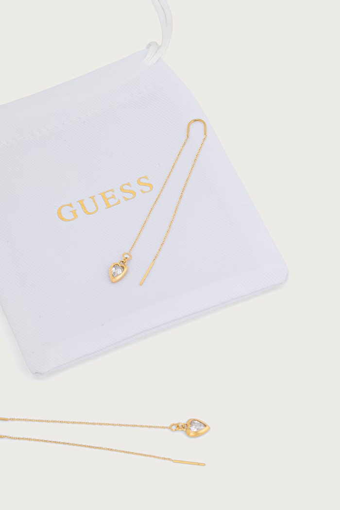 Guess Kolczyki damskie ze stali nierdzewnej z cyrkonią CRYSTAL LOVE JUBE06.364JW złoty AW26
