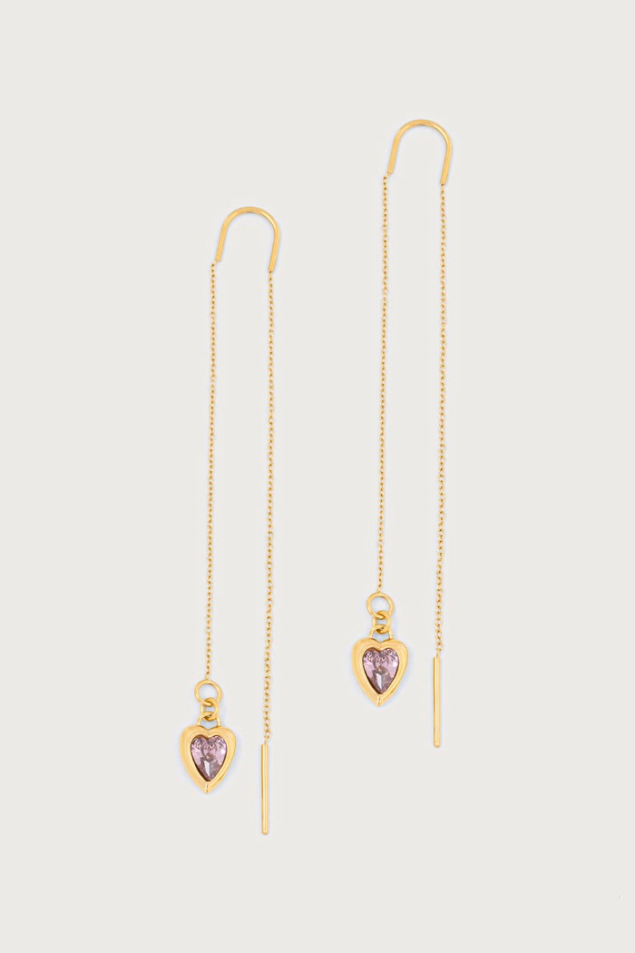 Guess Kolczyki damskie ze stali nierdzewnej z cyrkonią CRYSTAL LOVE złoty JUBE06.364JW