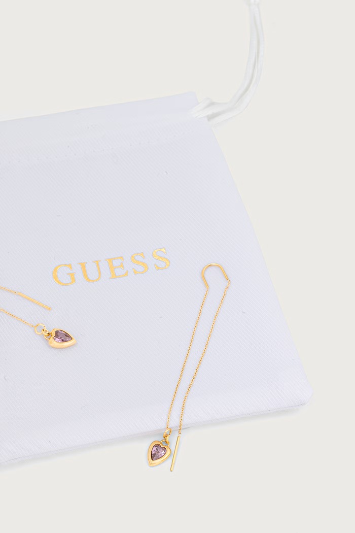Kolczyki damskie ze stali nierdzewnej z cyrkonią CRYSTAL LOVE Guess JUBE06.364JW złoty