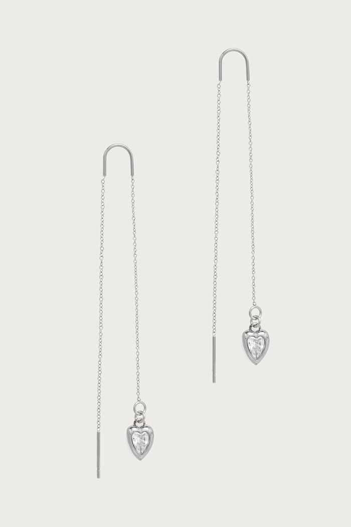 Guess Kolczyki damskie ze stali nierdzewnej z cyrkonią CRYSTAL LOVE srebrny JUBE06.364JW