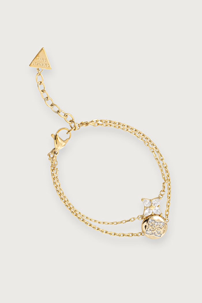 Guess Bransoletka damska ze stali nierdzewnej SPINNING BLOOM złoty JUBB06.469JW