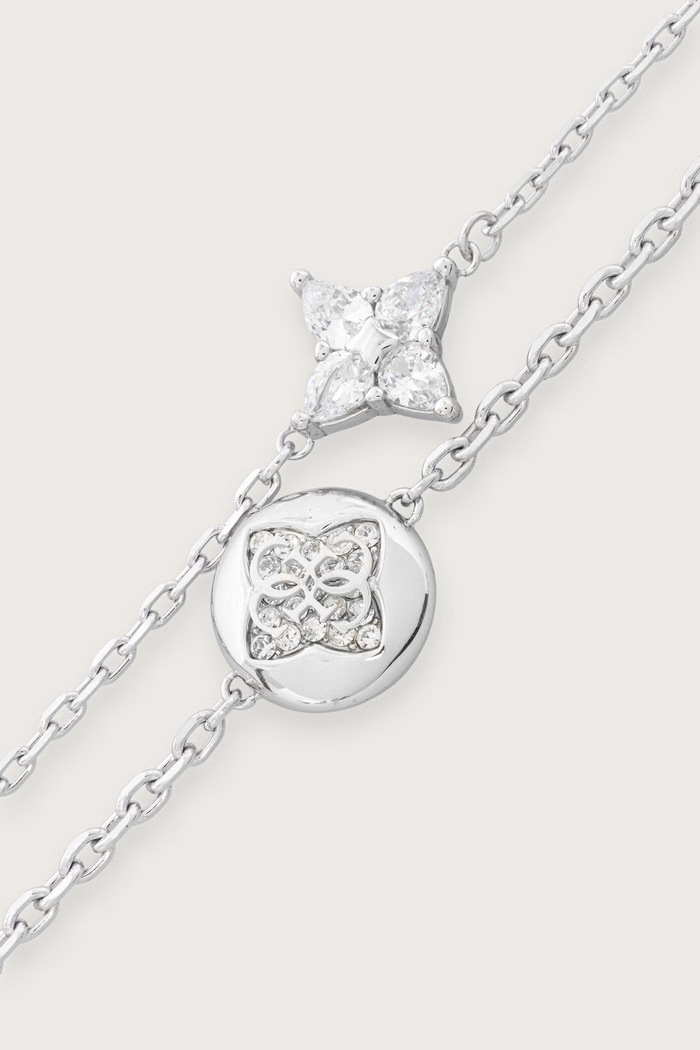 Guess Bransoletka damska ze stali nierdzewnej SPINNING BLOOM JUBB06.469JW srebrny AW26