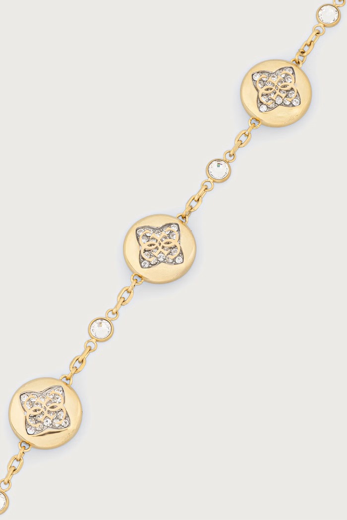 Guess Bransoletka damska ze stali nierdzewnej SPINNING BLOOM JUBB06.466JW złoty AW26