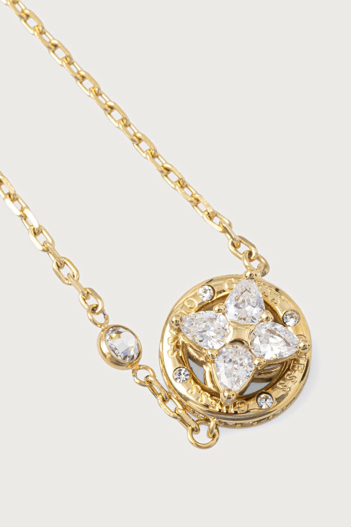 Guess Bransoletka damska ze stali nierdzewnej SPINNING BLOOM JUBB06.462JW złoty AW26