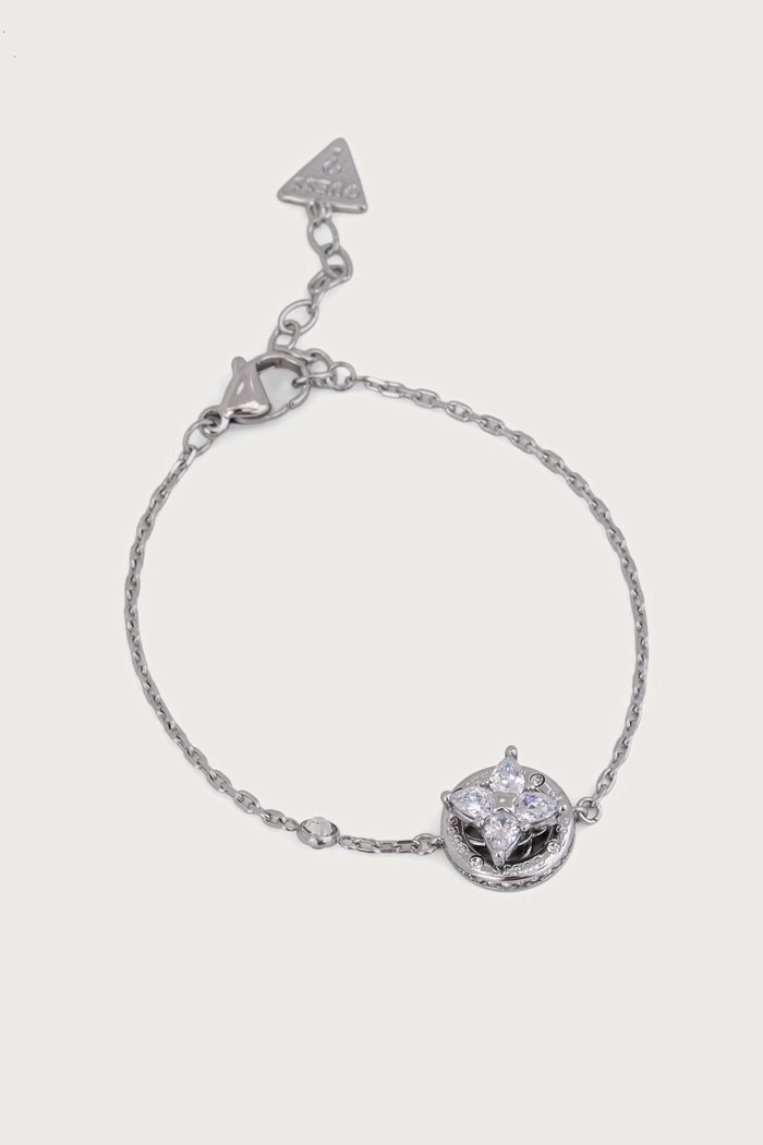 Guess Bransoletka damska ze stali nierdzewnej SPINNING BLOOM srebrny JUBB06.462JW