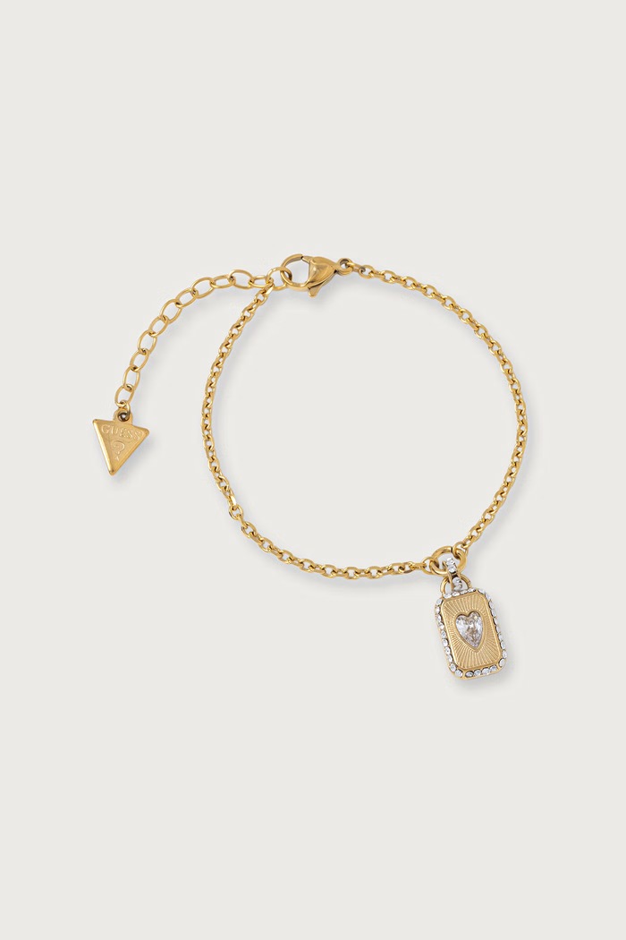 Guess Bransoletka damska ze stali nierdzewnej CRYSTAL LOVE złoty JUBB06.358JW