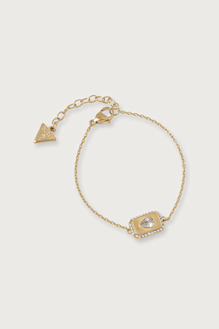 Guess Bransoletka damska ze stali nierdzewnej CRYSTAL LOVE złoty JUBB06.355JW