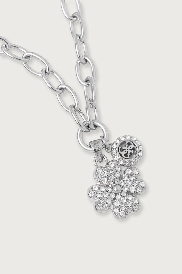 Guess Náhrdelník s príveskom dámsky z nehrdzavejúcej ocele LOVE BITES JUBN06.043JW strieborná AW26