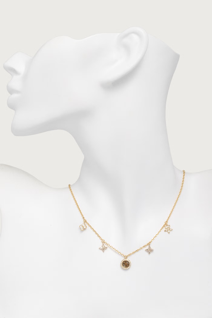 Guess Naszyjnik damski ze stali nierdzewnej SECRET GARDEN JUBN06.032JW złoty AW26