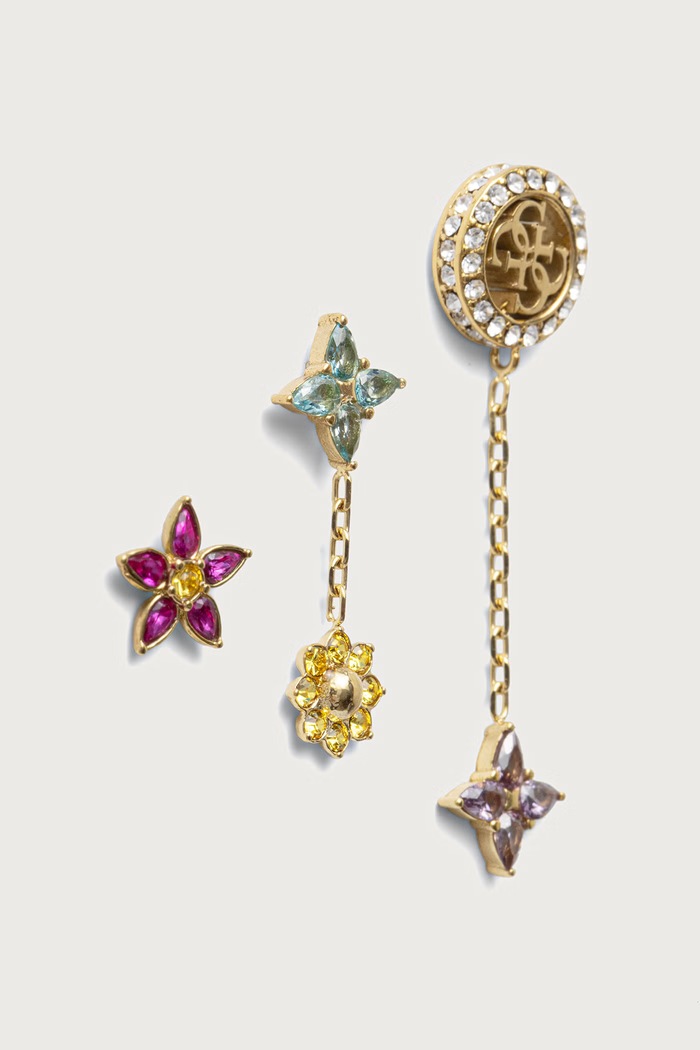 Guess Kolczyki damskie ze stali nierdzewnej z cyrkonią SECRET GARDEN JUBE06.034JW złoty AW26