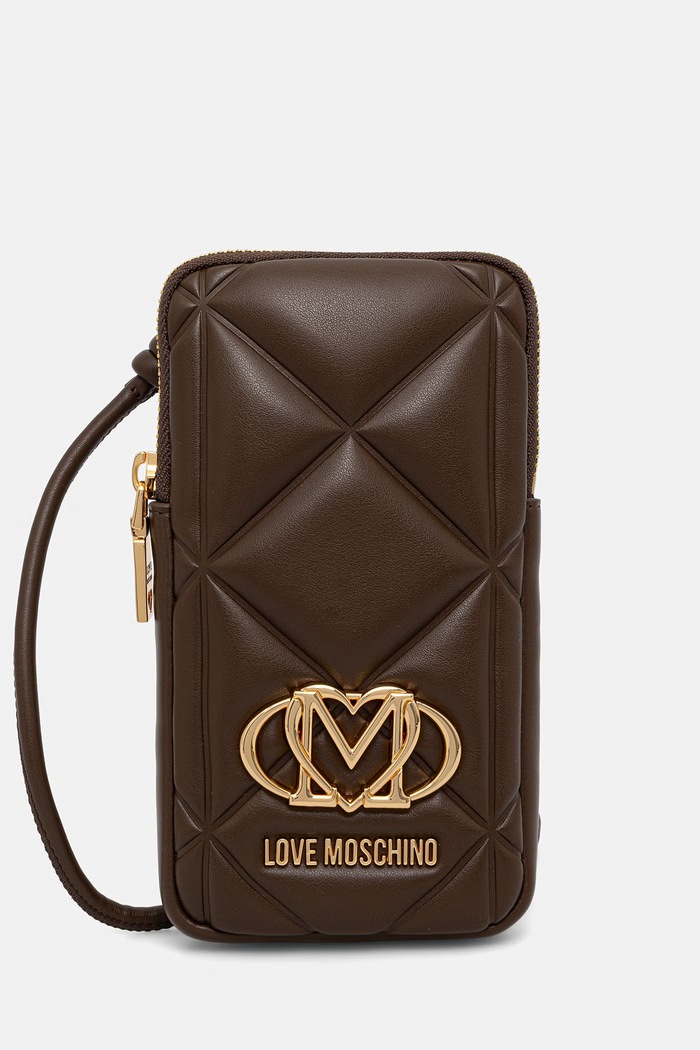 Love Moschino pokrowiec na telefon damski z imitacji skóry brązowy JC5645PP1PLC0300