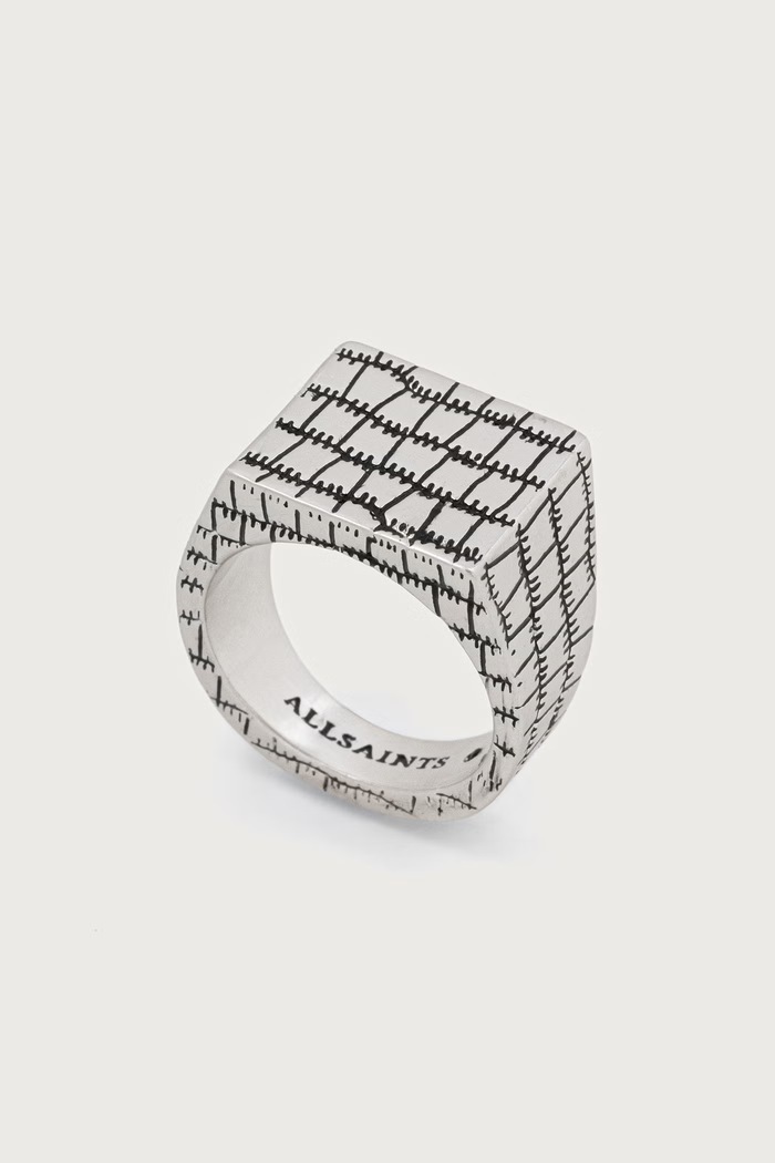 AllSaints Sygnet damski metalowy srebrny 597776SLV041