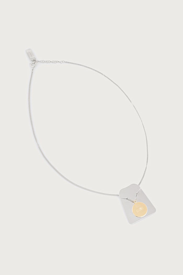 MM6 Maison Margiela Naszyjnik z zawieszką damski mosiężny srebrny SM7UU0134.P9385