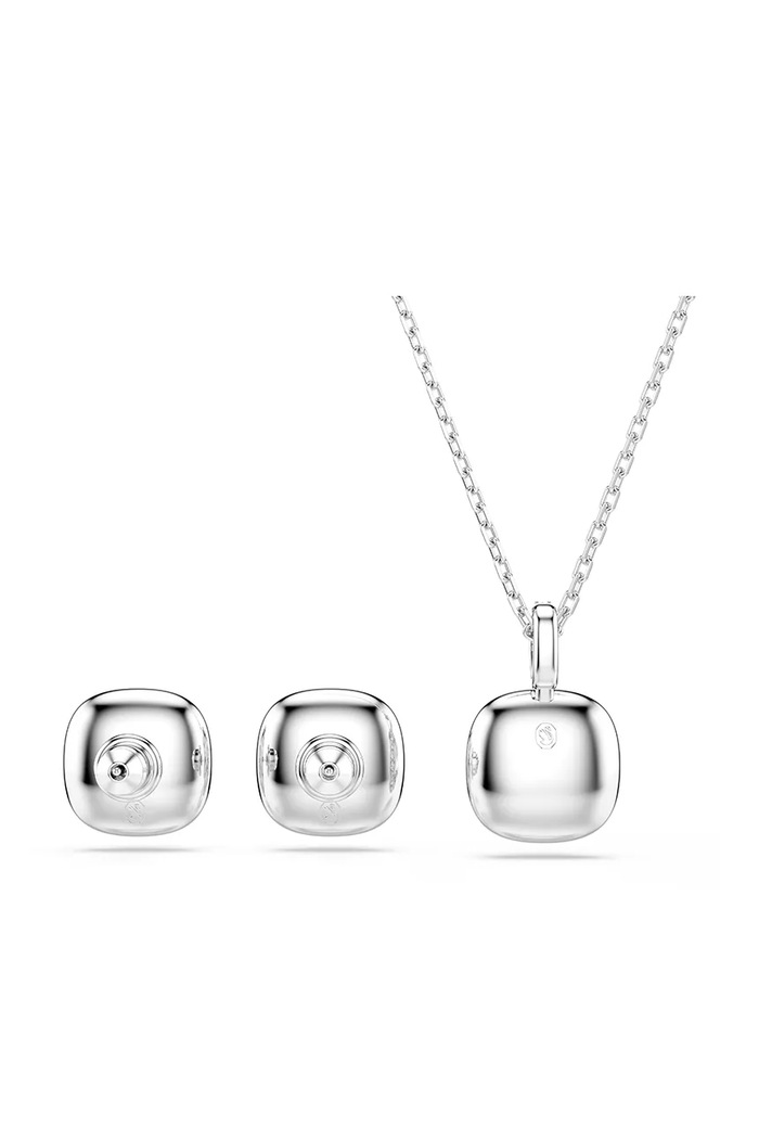 Αξεσουάρ Swarovski κολιέ και σκουλαρίκια γυναικεία μεταλλικά με κρύσταλλο Swarovski UNA 5754343 ασημί