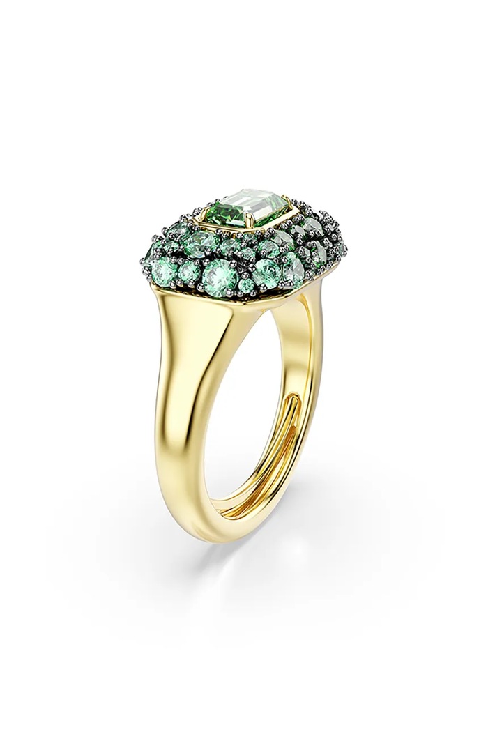 Dodatki Swarovski prstan ženski pozlačen kubični cirkonij SUBLIMA 5759921 zelena