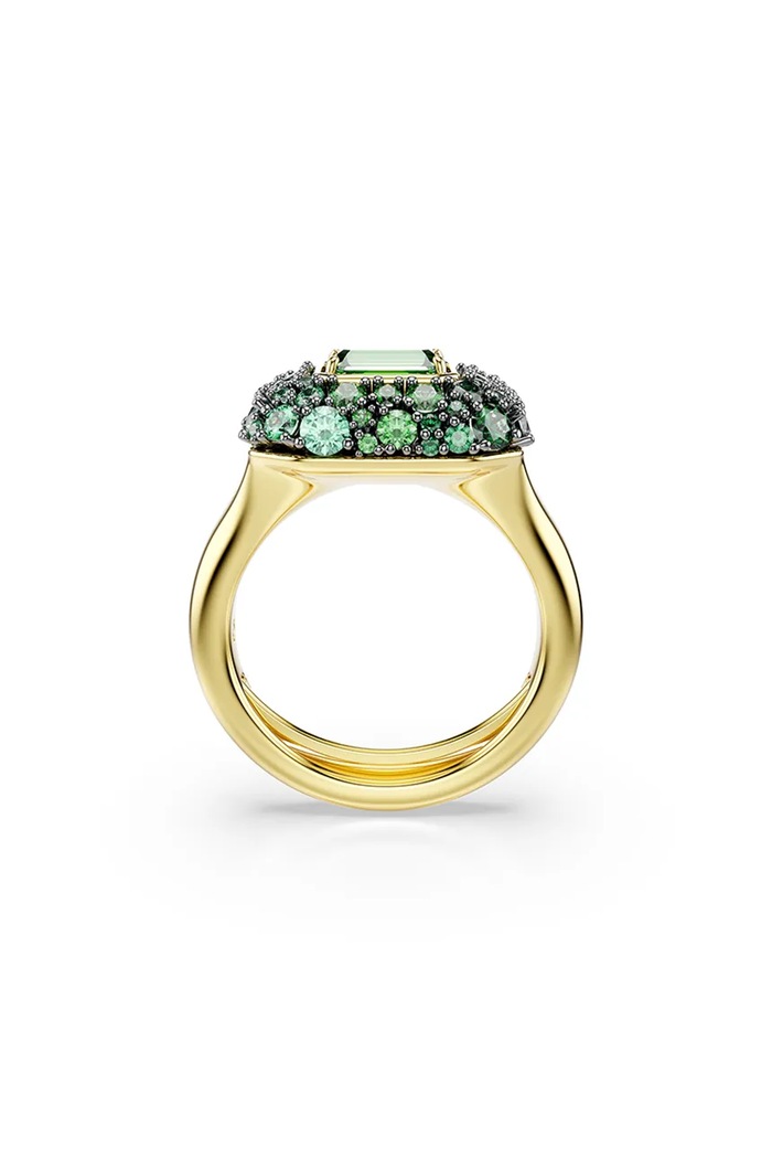 Swarovski prstan ženski pozlačen kubični cirkonij SUBLIMA zelena 5759921