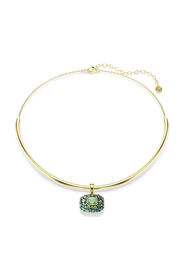 Swarovski náhrdelník s přívěskem dámský pozlacený kovový s kubickým zirkonem SUBLIMA zelená 5760763