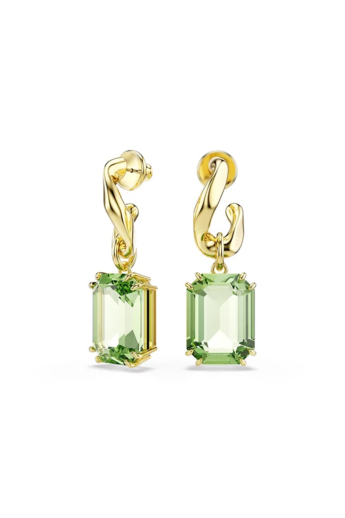 Swarovski kolczyki damskie pozłacane z kryształem Swarovski MILLENIA 5756151 zielony AW26