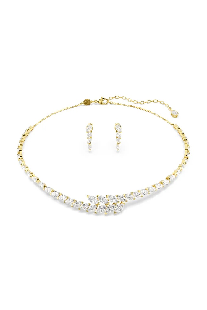 Swarovski naszyjnik i kolczyki damskie pozłacane z cyrkonią MESMERA złoty 5764868