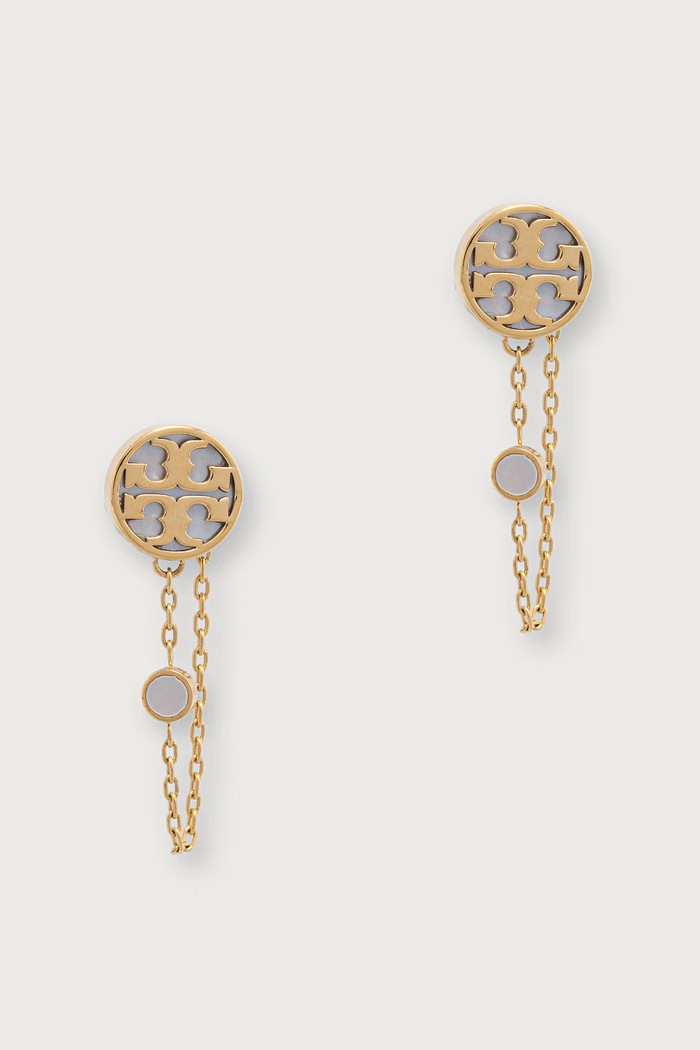 Tory Burch Kolczyki damskie pozłacane z masy perłowej Icon złoty 188011