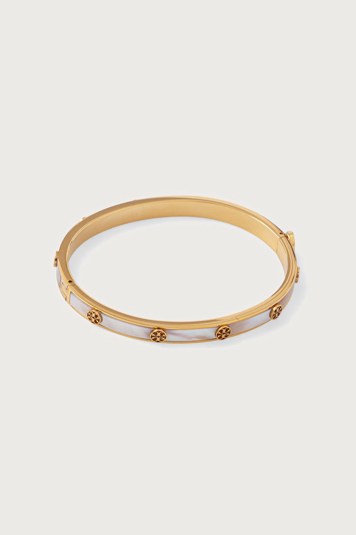Tory Burch Bransoletka damska pozłacana z masy perłowej Thin Icon złoty 187998