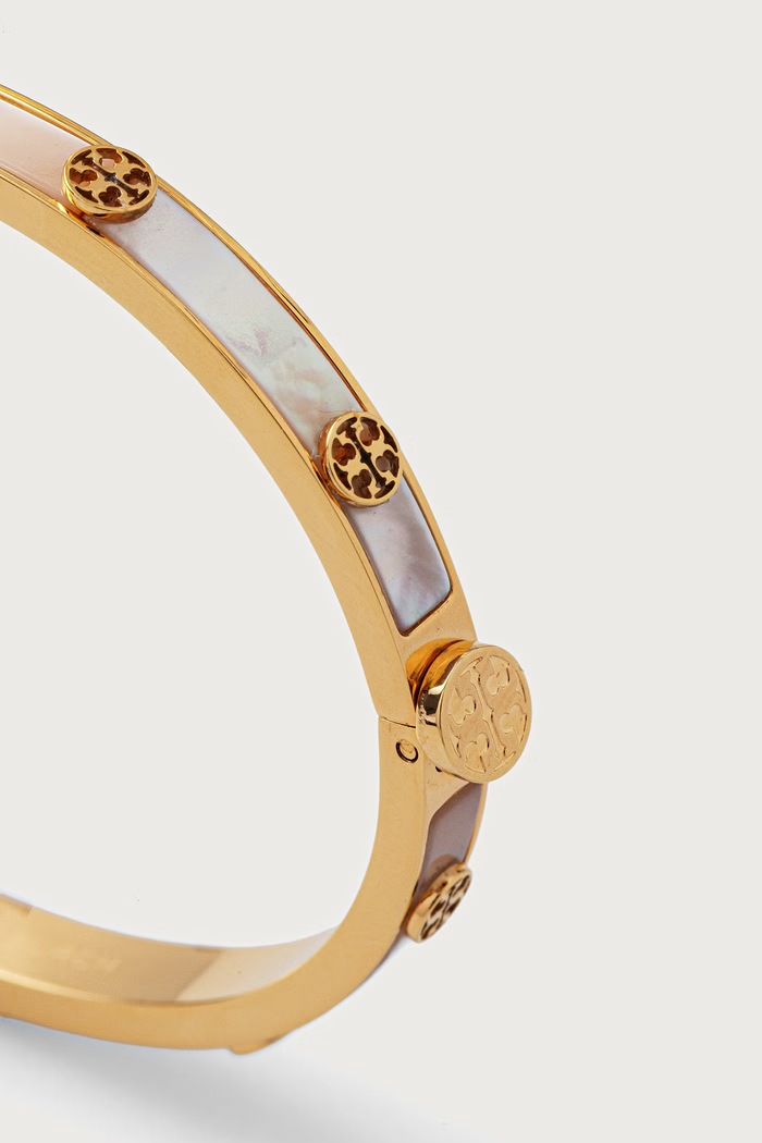 Tory Burch Bransoletka damska pozłacana z masy perłowej Thin Icon 187998 złoty AW26