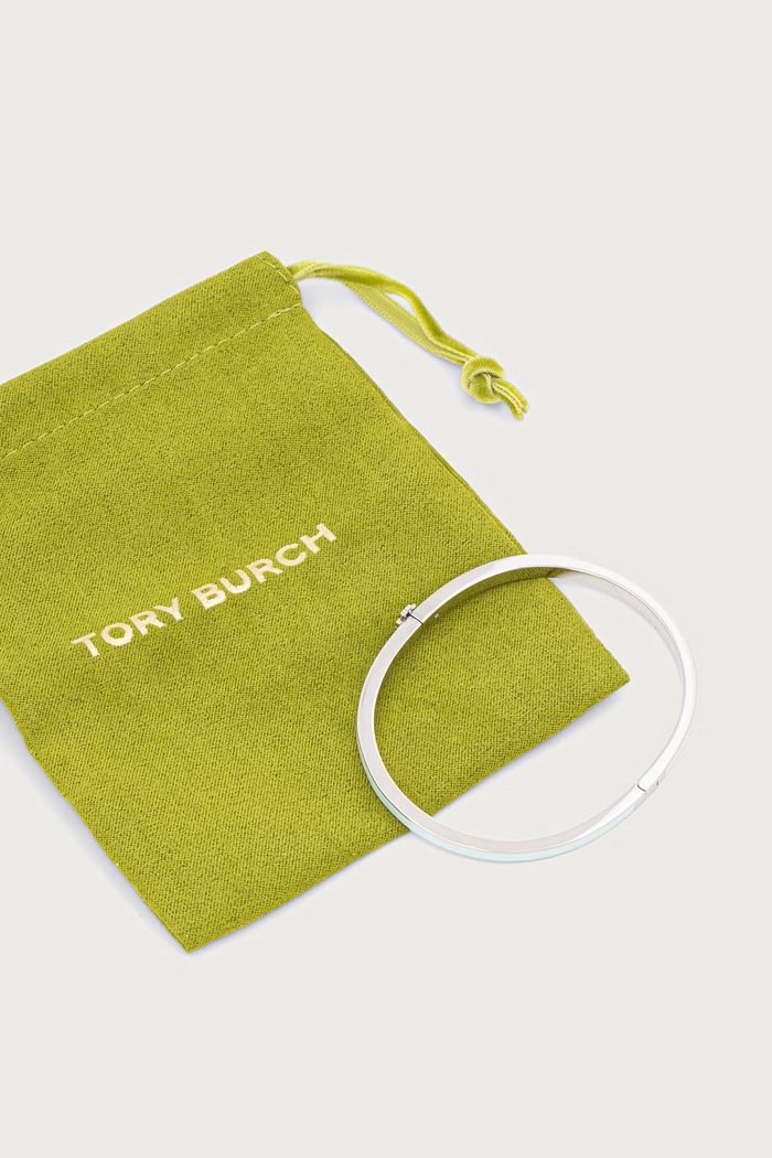 Akcesoria Tory Burch bransoletka damska mosiężna emaliowana Thin Icon 152856 srebrny