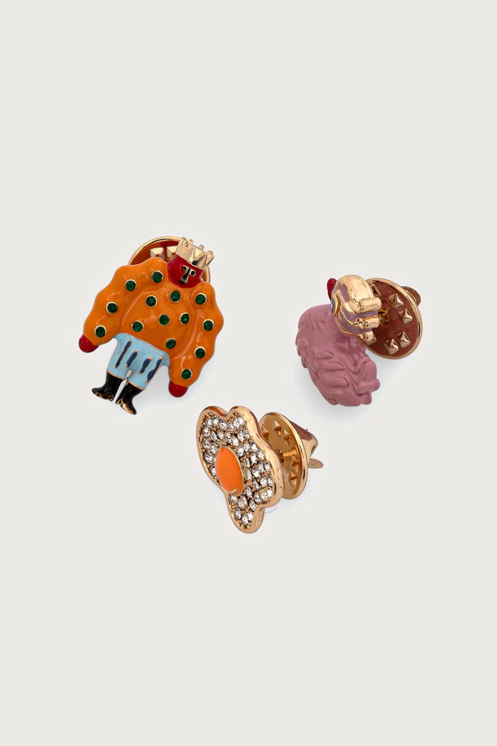 Essentiel Antwerp Przypinki damskie metalowe 3-pack Kurls.K1GE złoty AW26