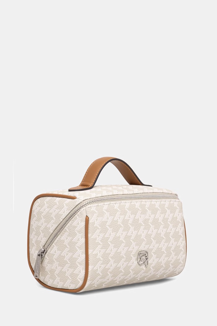 Karl Lagerfeld kozmetična torbica ženska iz umetnega usnja IKON B3W32038 bež AW26