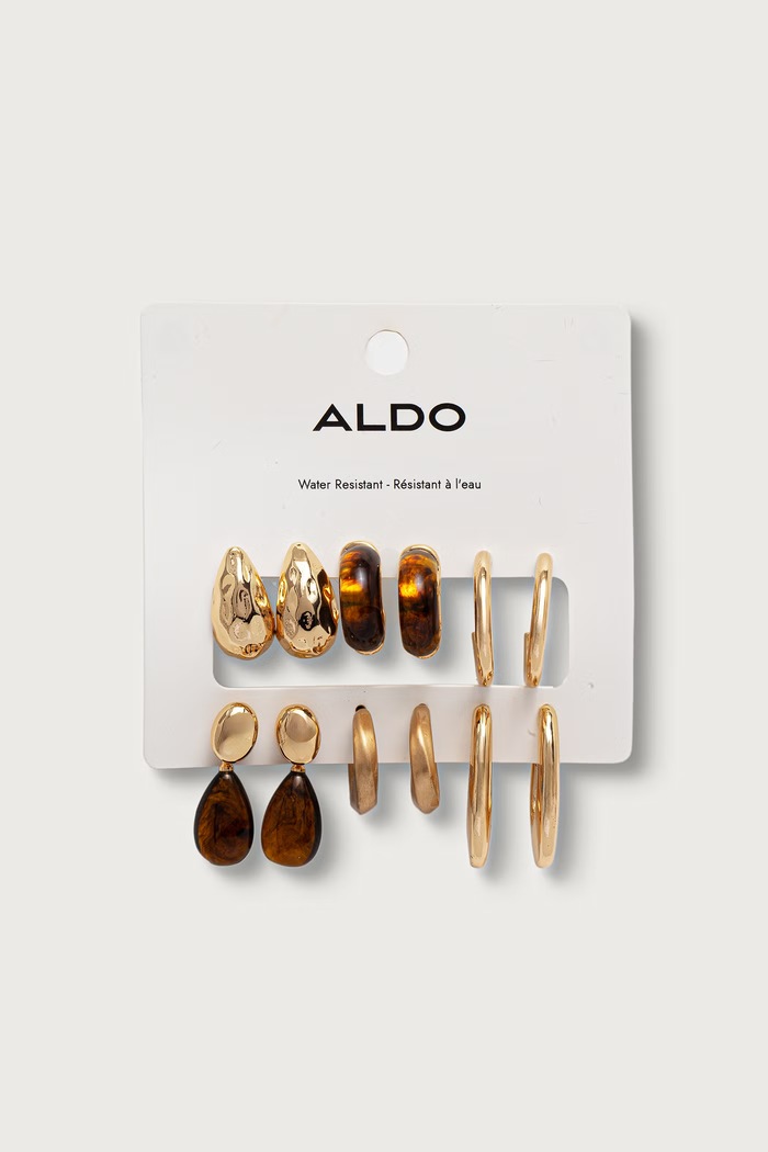 Aldo Sada náušnic dámská kovová KARLYN 6-pack zlatá KARLYN.710