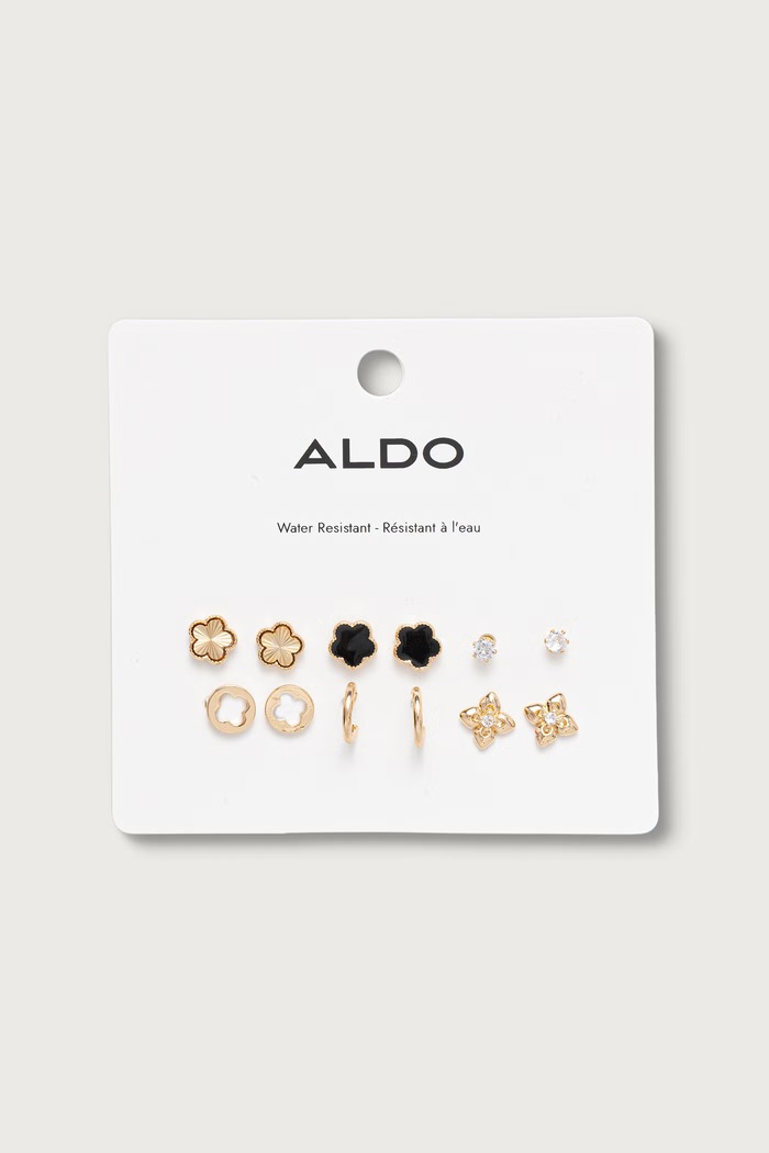 Aldo Naušnice za žene metalne s cirkonom DAHLLYAA 6-pack zlatna DAHLLYAA.970