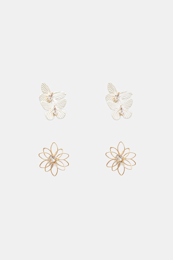 Aldo naušnice za žene metalne s cirkonom FLORAFLY 2-pack bež FLORAFLY.102