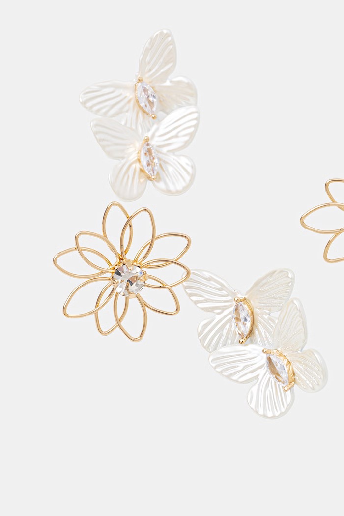 Aldo naušnice za žene metalne s cirkonom FLORAFLY 2-pack FLORAFLY.102 bež AW26