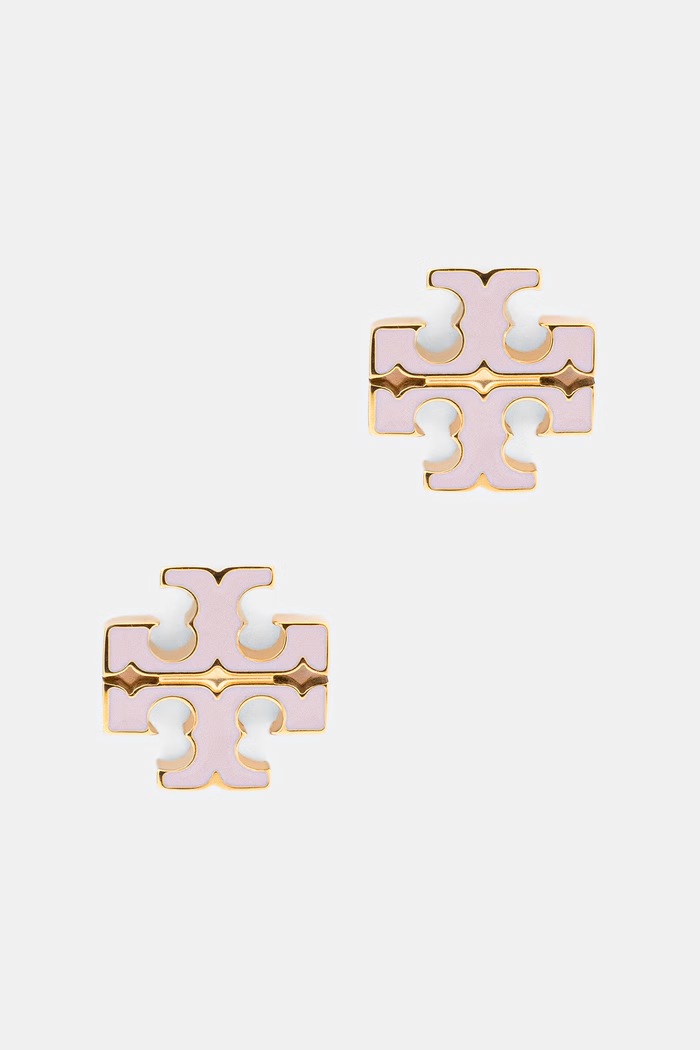 Tory Burch kolczyki damskie ze stali nierdzewnej emalia Icon różowy 177397