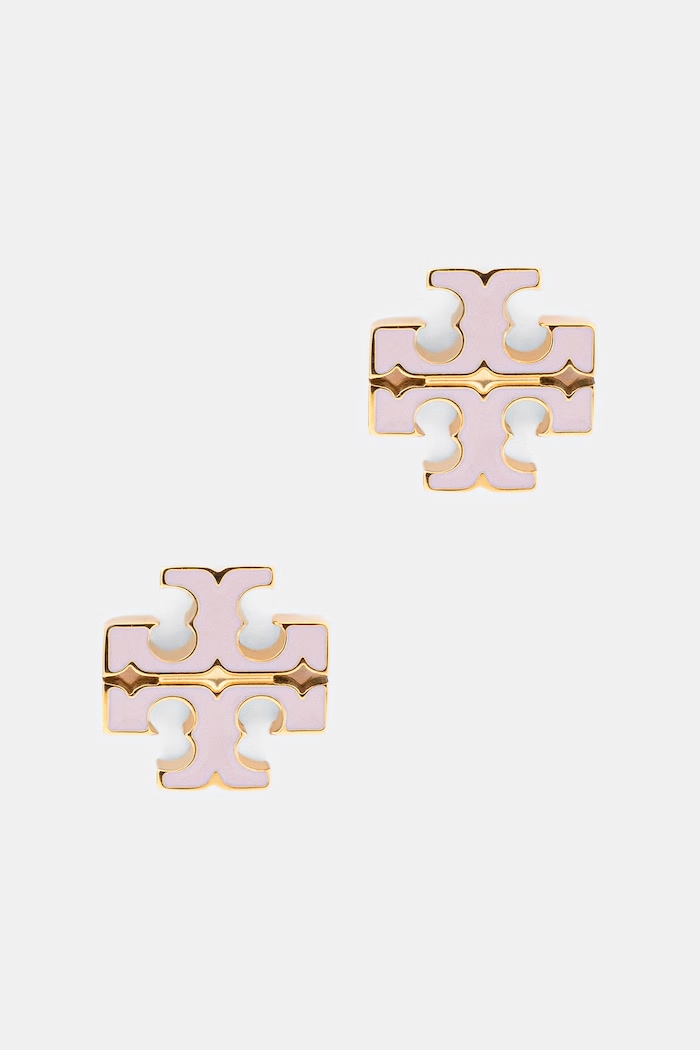 Tory Burch kolczyki damskie ze stali nierdzewnej emalia Icon różowy 177397