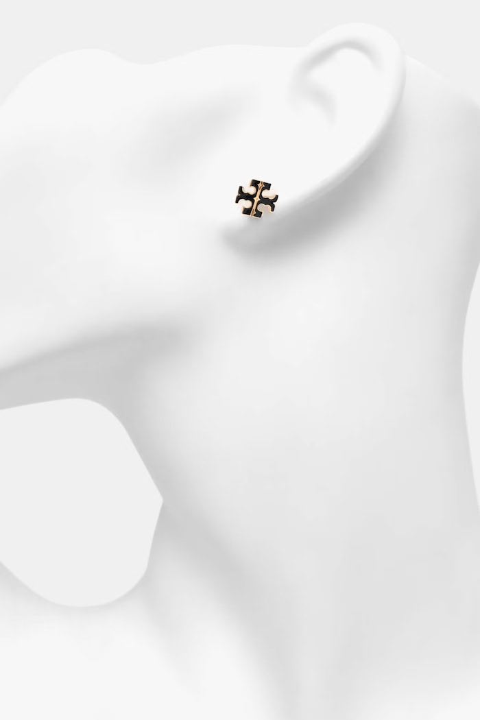 Akcesoria Tory Burch kolczyki damskie ze stali nierdzewnej emalia Icon 177397 czarny