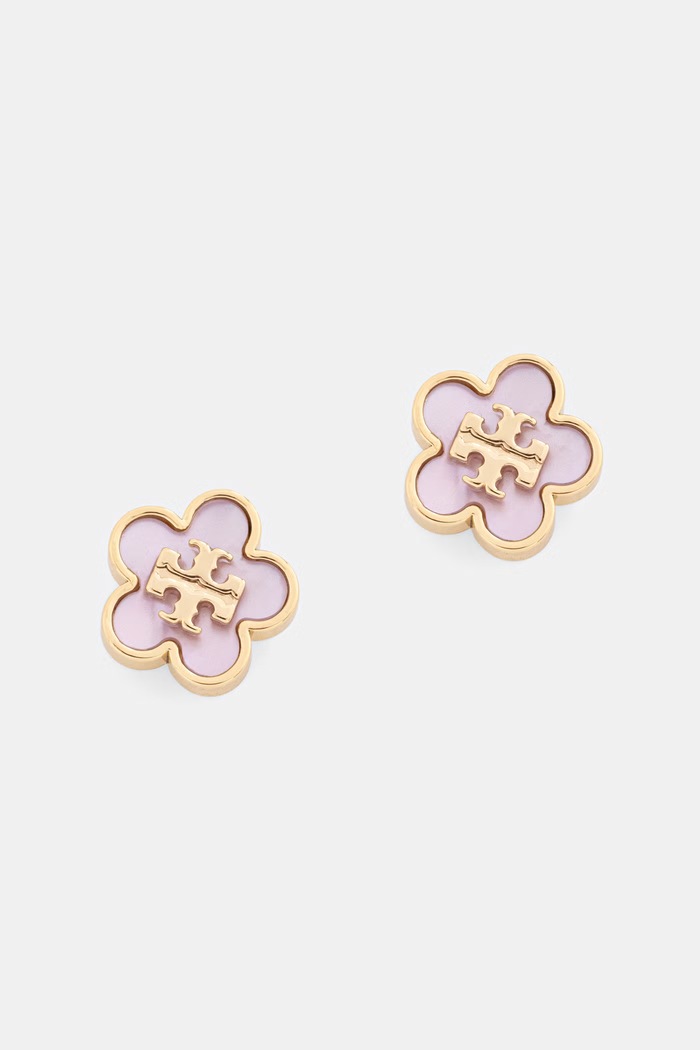 Tory Burch kolczyki damskie pozłacane masa perłowa ForgetMe różowy 157351