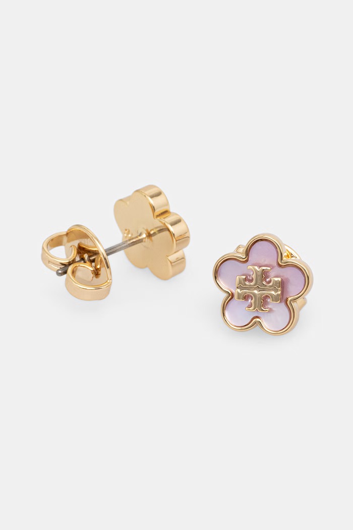 Tory Burch kolczyki damskie pozłacane masa perłowa ForgetMe 157351 różowy AW26