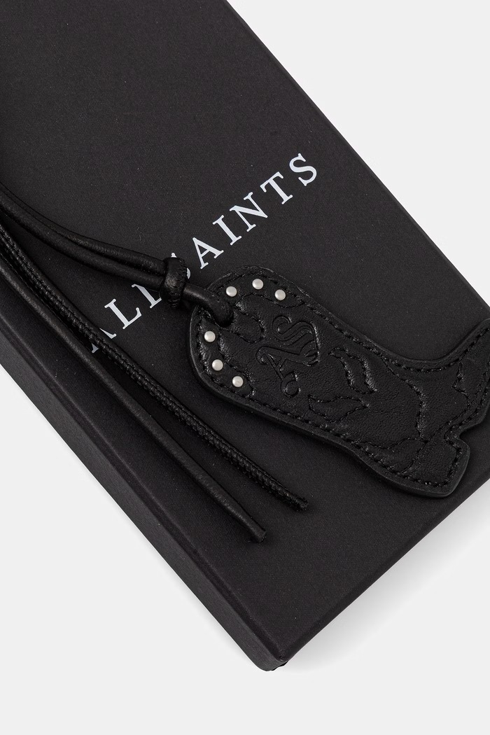 Doplnky AllSaints kľúčenka dámska kožená bez kameňa COWBOY W466XE čierna