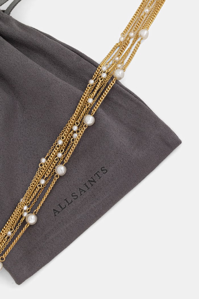 AllSaints naszyjnik damski mosiężny z cyrkonią złoty 37585275GLD720