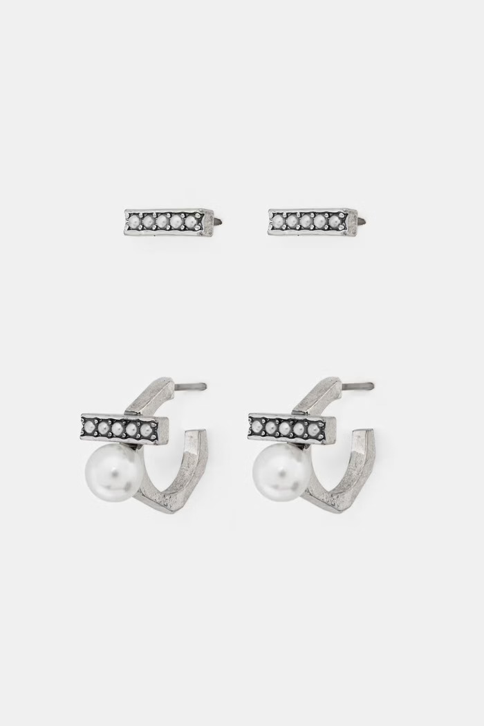 AllSaints kolczyki damskie 2-pack srebrny 37585225SLV127