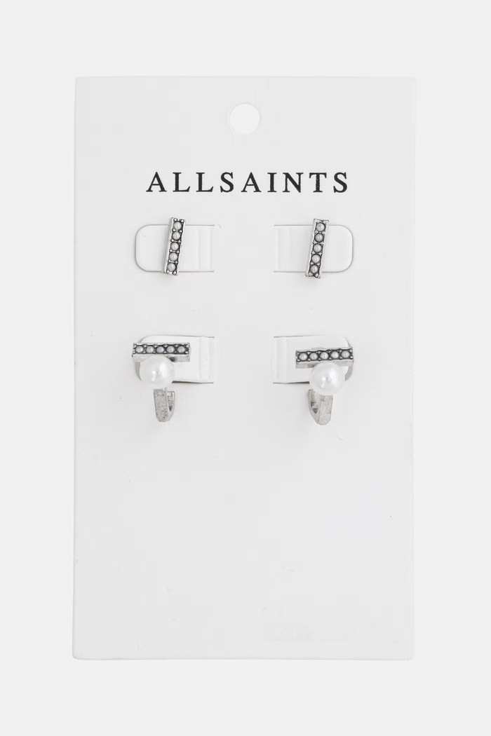 Akcesoria AllSaints kolczyki damskie 2-pack 37585225SLV127 srebrny
