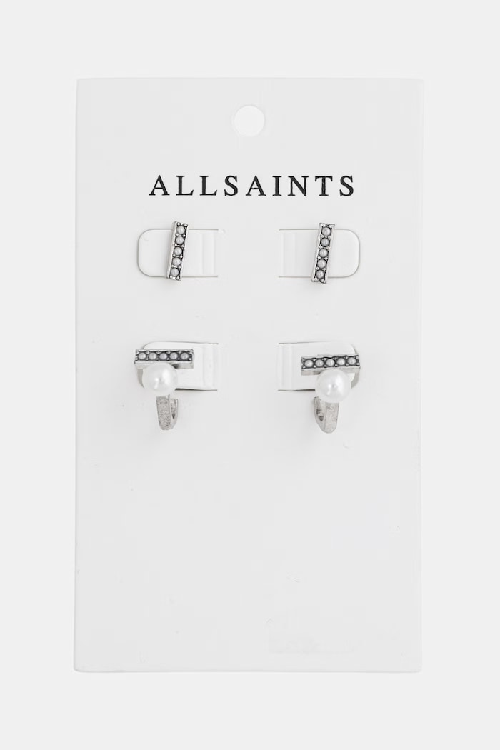 Akcesoria AllSaints kolczyki damskie 2-pack 37585225SLV127 srebrny