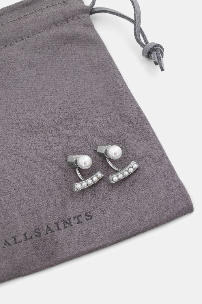 AllSaints kolczyki damskie mosiężne z cyrkonią srebrny 37585222SLV127